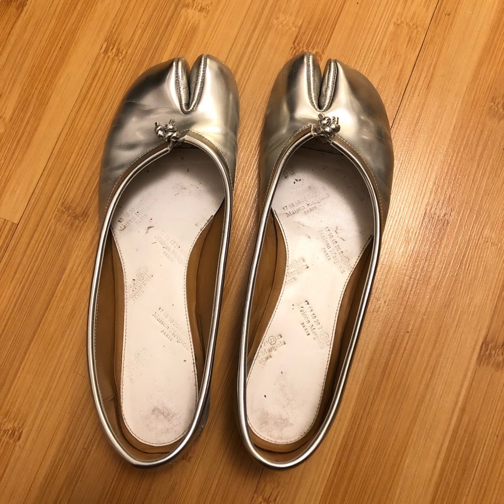 Maison Margiela laminated silver tabi